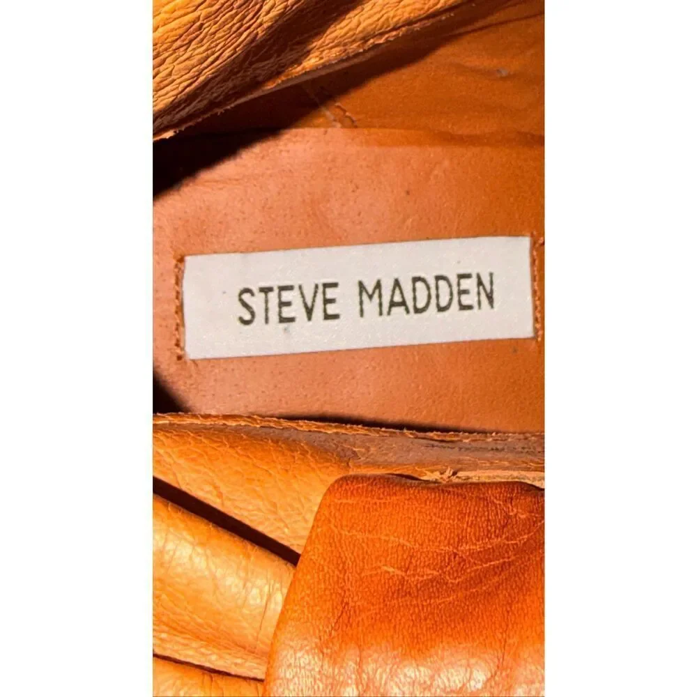 Steve Madden Brown Leather Slouch Ankle Boots Kitten Heel Size 9 M